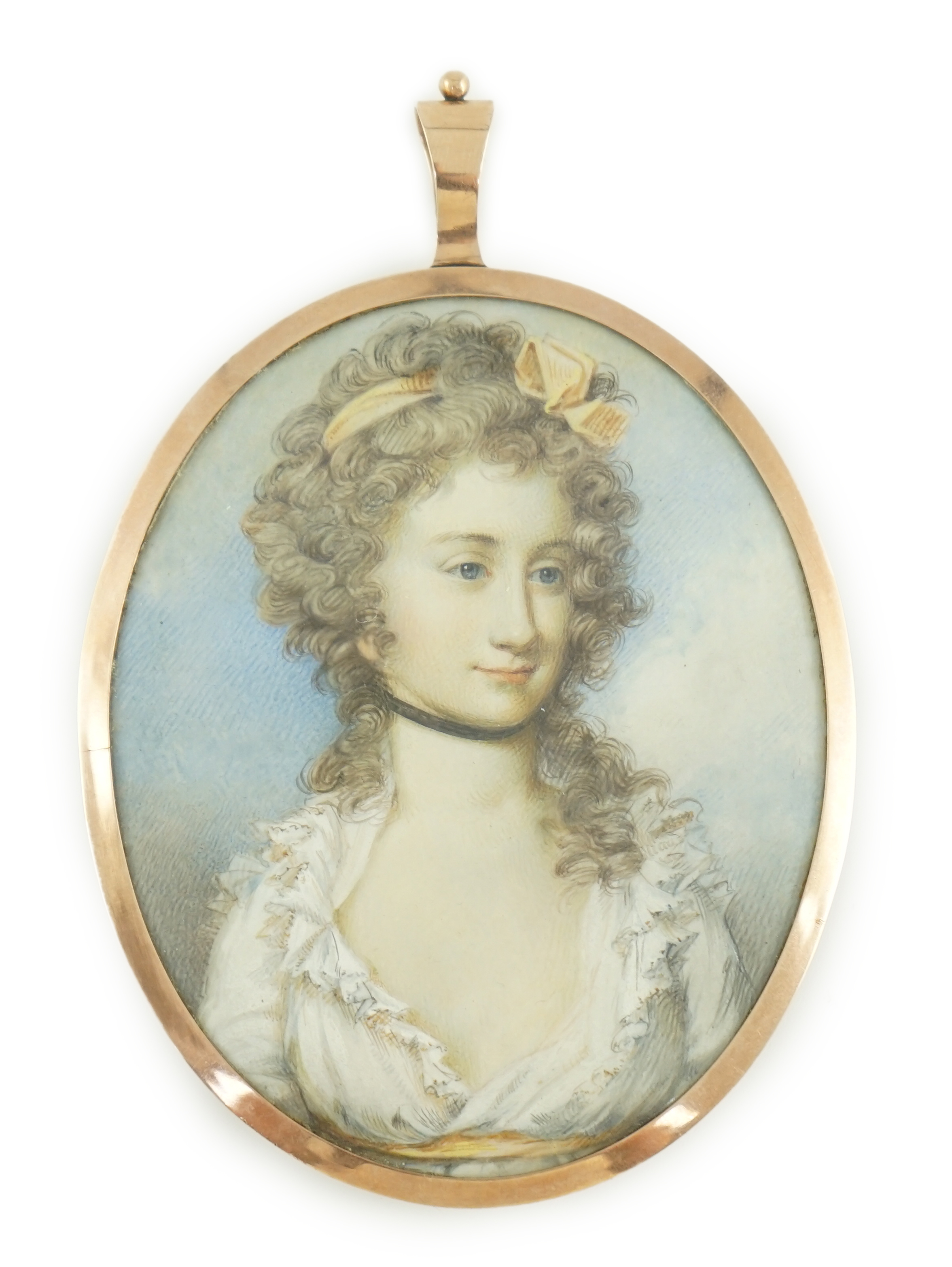 Thomas Hargreaves (1775-1846), Portrait miniature of a lady, watercolour on ivory, 7.7 x 6.2cm. CITES Submission reference V4Z8QFSY